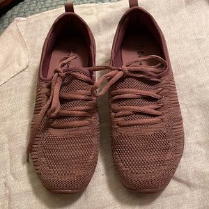 Women's Knit Lace-Up Sneakers in Dusty Rose - Comfort Casual